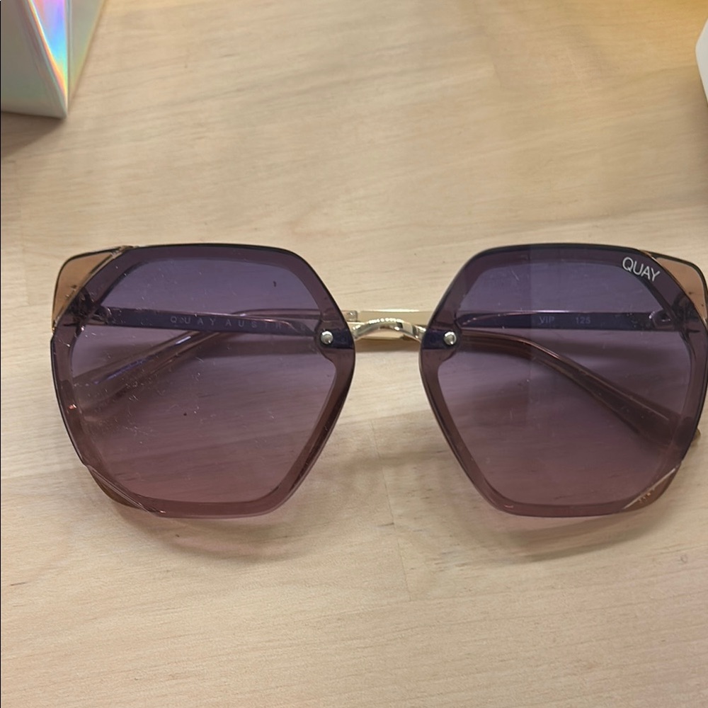 Quay Australia Purple Oversized Hexagonal Sunglasses
